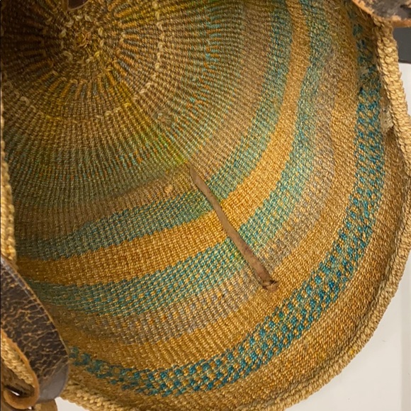 WICKER Raffia Tan Tote Market Leather Strap Flap - Picture 13 of 16